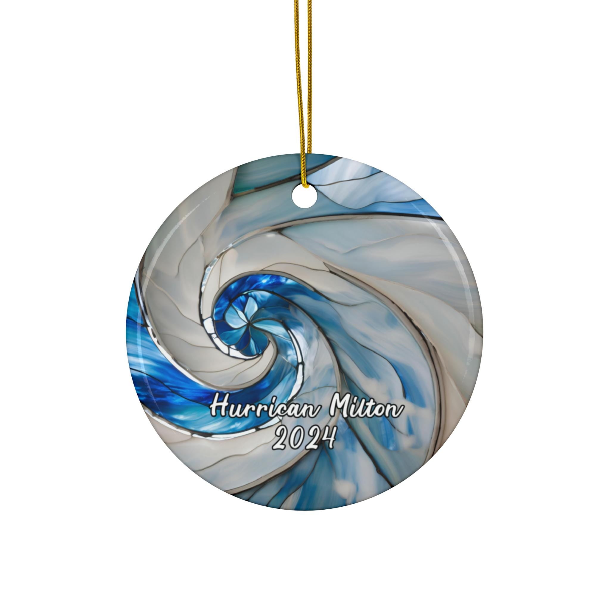 Hurricane Milton Ornament, Beautiful Florida Gift, 2024 Storm Souvenir, Printed Blue White Cloud, Meteorology Meteorologist HAOR14