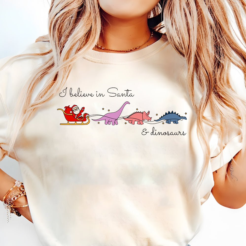 I Believe in Santa and Dinosaurs Png, Christmas Santa Png, Funny Xmas Png, Dinosaur Lover Png, Christmas Vibes, Santa Claus, Dino Reindeers