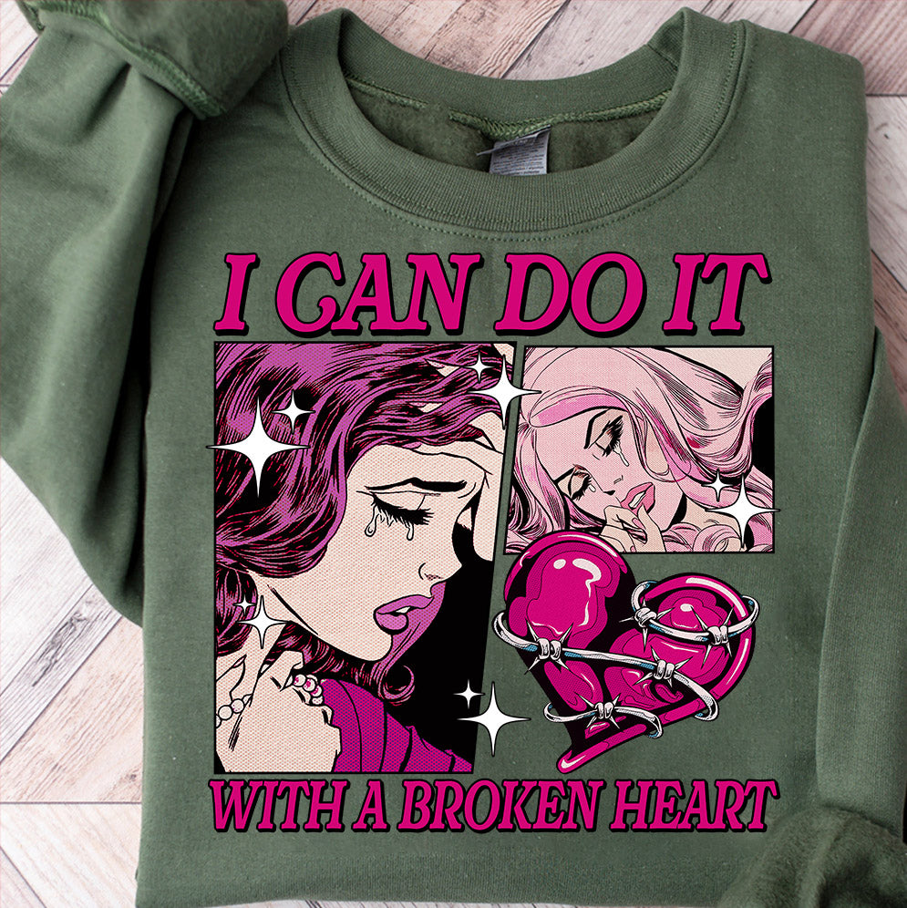 I Can Do It With A Broken Heart Shirt, Retro Vintage Girl Aesthetic, Music Lover Song Lyric