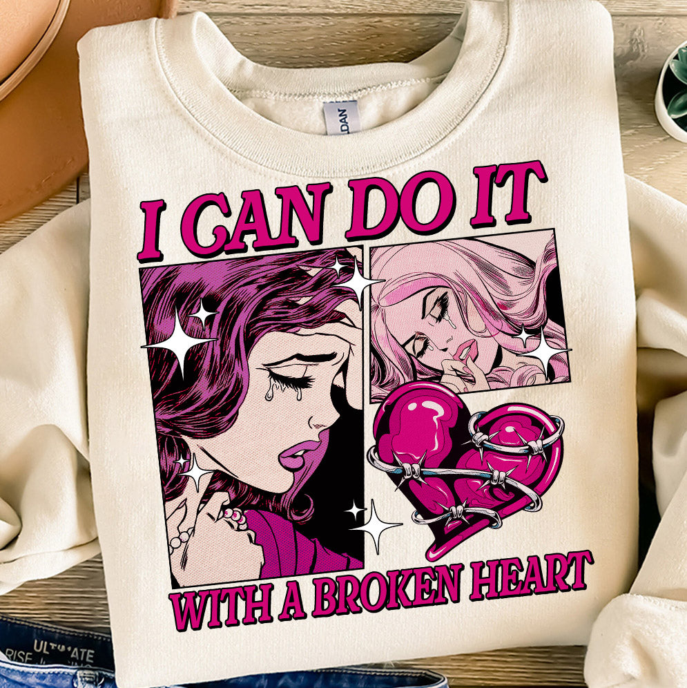 I Can Do It With A Broken Heart Shirt, Retro Vintage Girl Aesthetic, Music Lover Song Lyric