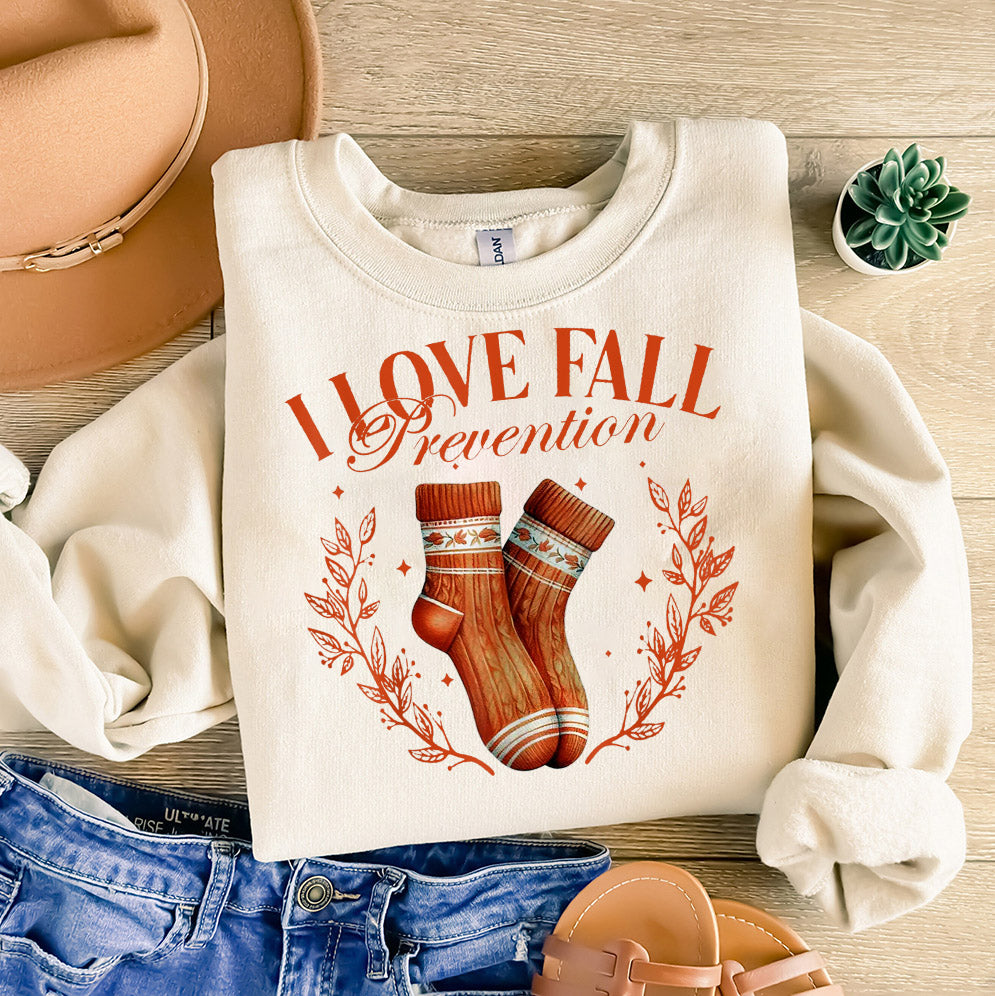 I Love Fall Prevention Shirt, Thanksgiving Nurse Fall Risk DPT SPT Pta Crewneck,OT shirt V11, Physical Therapy Shirt, Fall Nurse Shirt