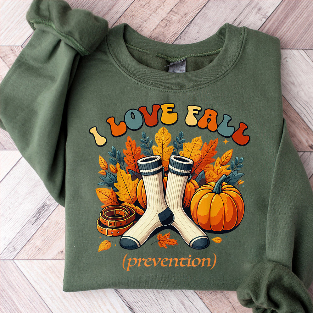 I Love Fall Prevention Shirt, Thanksgiving Nurse Fall Risk DPT SPT Pta Crewneck,OT shirt V12, Physical Therapy Shirt, Fall Nurse Shirt