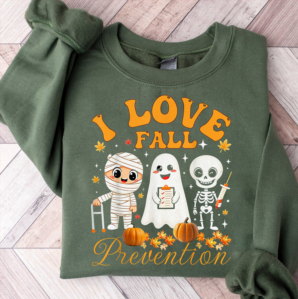 I Love Fall Prevention Shirt, Thanksgiving Nurse Fall Risk DPT SPT Pta Crewneck,OT shirt V14, Physical Therapy Shirt, Fall Nurse Shirt