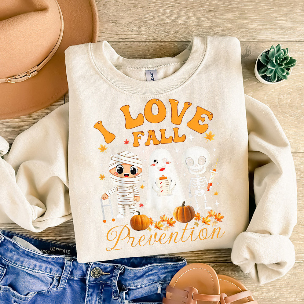 I Love Fall Prevention Shirt, Thanksgiving Nurse Fall Risk DPT SPT Pta Crewneck,OT shirt V14, Physical Therapy Shirt, Fall Nurse Shirt