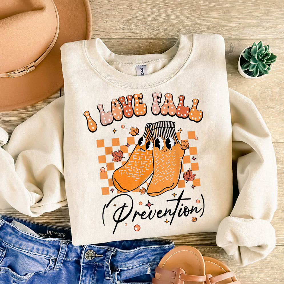 I Love Fall Prevention Shirt, Thanksgiving Nurse Fall Risk DPT SPT Pta Crewneck,OT shirt V16, Physical Therapy Shirt, Fall Nurse Shirt