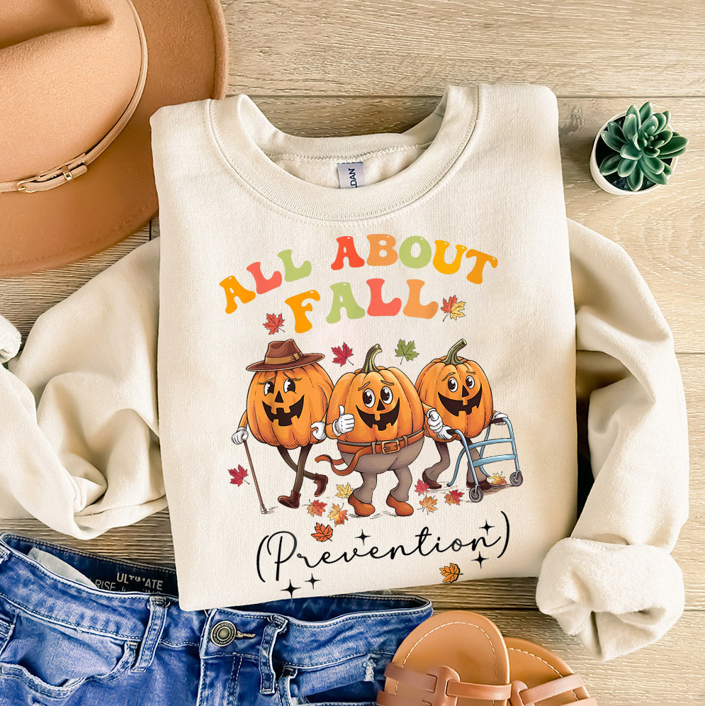 I Love Fall Prevention Shirt, Thanksgiving Nurse Fall Risk DPT SPT Pta Crewneck,OT shirt V17, Physical Therapy Shirt, Fall Nurse Shirt