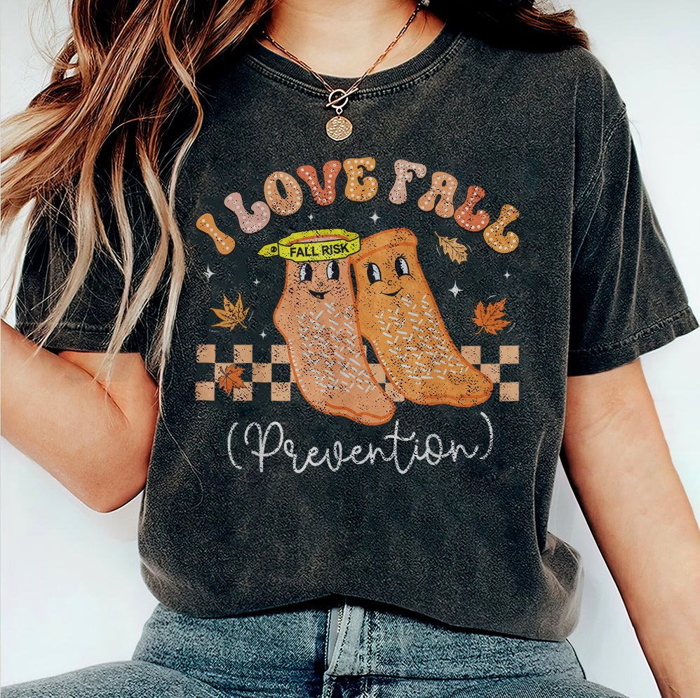 I Love Fall Prevention Shirt, Thanksgiving Nurse Fall Risk DPT SPT Pta Crewneck,OT shirt V5, Physical Therapy Shirt, Fall Nurse Shirt