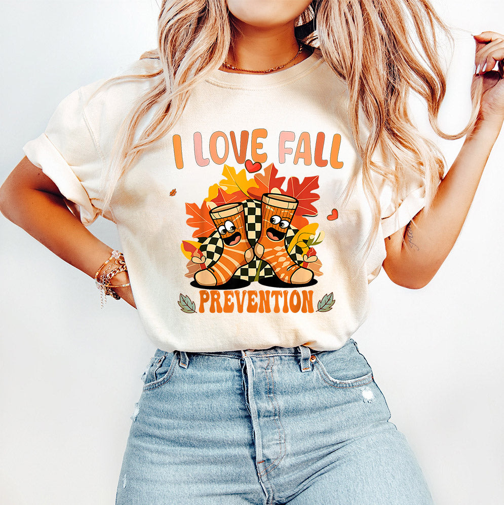 I Love Fall Prevention Shirt, Thanksgiving Nurse Fall Risk DPT SPT Pta Crewneck,OT shirt V6, Physical Therapy Shirt, Fall Nurse Shirt