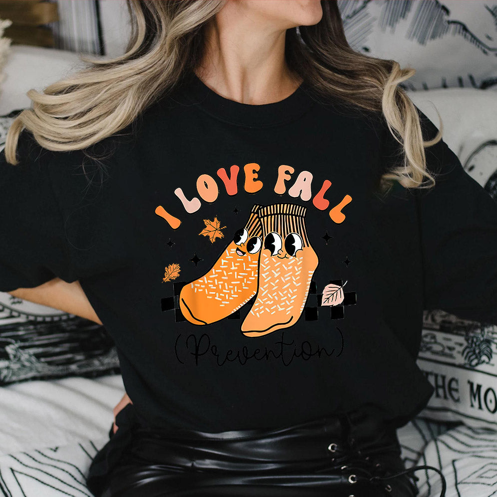 I Love Fall Prevention Shirt, Thanksgiving Nurse Fall Risk DPT SPT Pta Crewneck,OT shirt V7, Physical Therapy Shirt, Fall Nurse Shirt