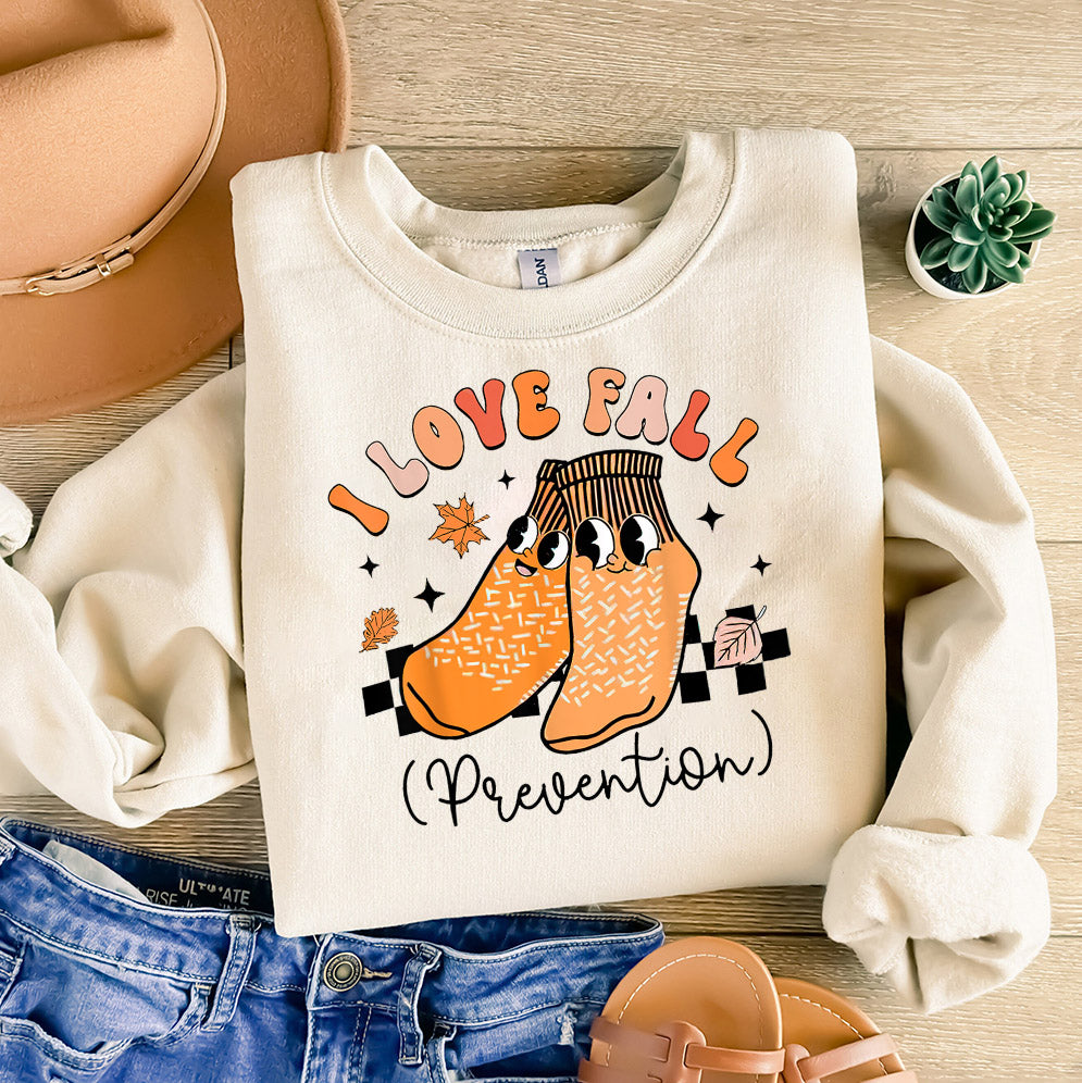 I Love Fall Prevention Shirt, Thanksgiving Nurse Fall Risk DPT SPT Pta Crewneck,OT shirt V7, Physical Therapy Shirt, Fall Nurse Shirt