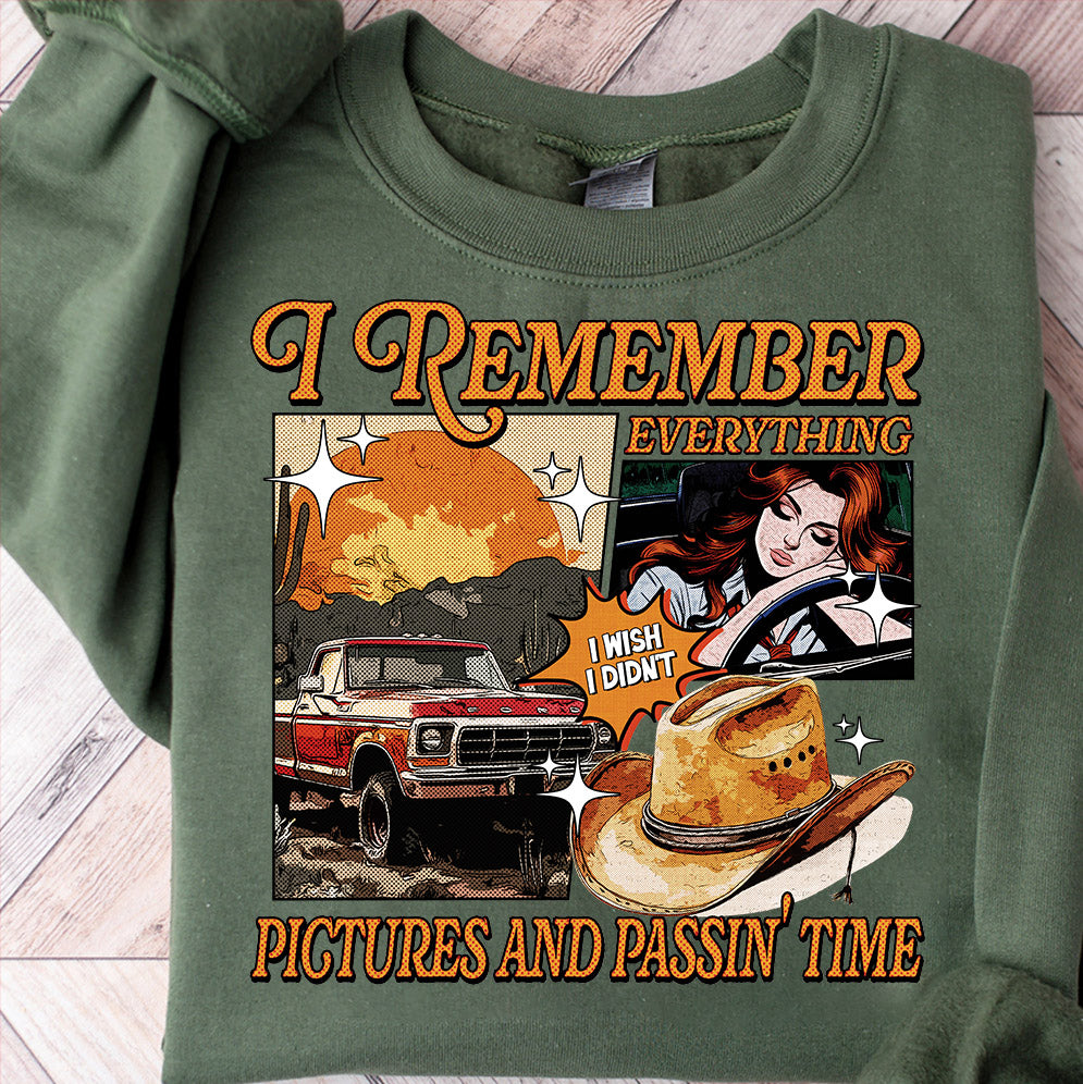 I Remember Everything Shirt, Retro Girl Aesthetic, Pictures and Passin' Time, Music Song Lyrics