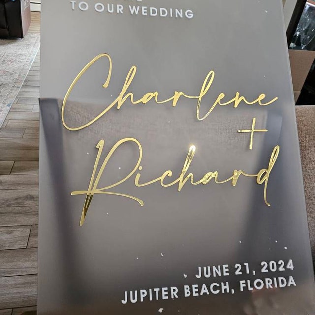 Frosted Acrylic Wedding Welcome Sign, Personalized Acrylic Sign, Acrylic Wedding Sign, 3D Welcome Sign, Custom Wedding Sign printlight