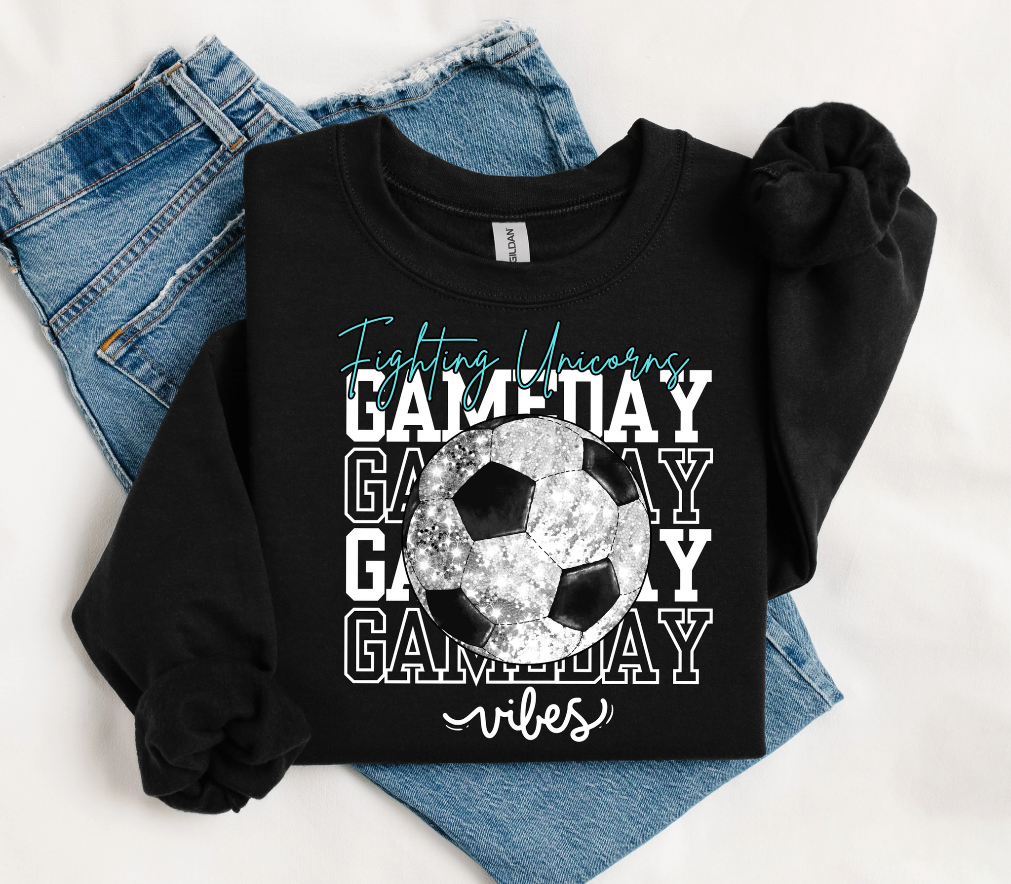 Custom Team Mascot Game Day Vibes Baseball Crewneck Sweatshirt, Sparkle Baseball Mom Shirt, Volleyball Season Womens Pullover, Oversized 1 FB2708