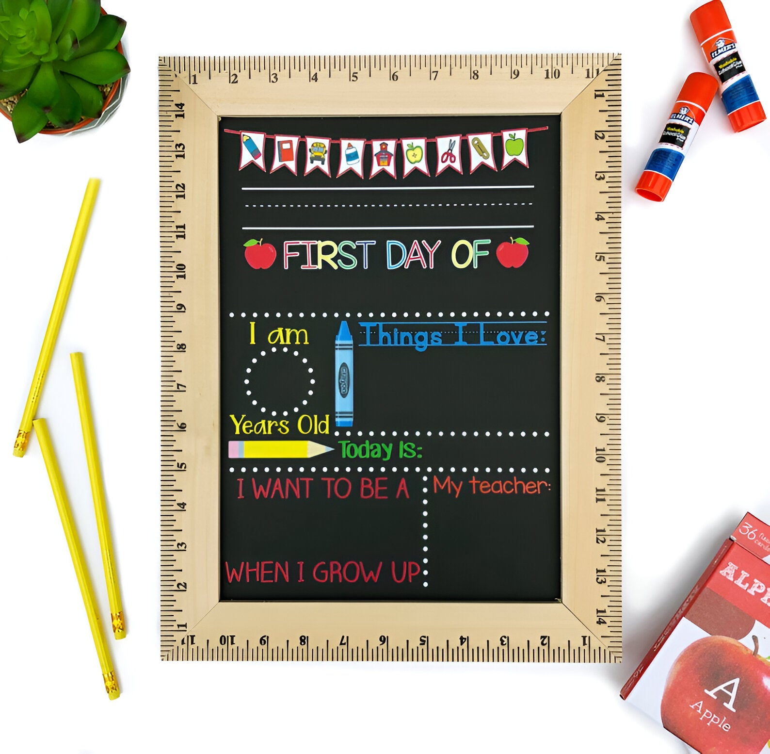 First Day of School Sign, First Day of Kindergarten Sign, 1st Day of Preschool, Back to School Chalkboard Scsign