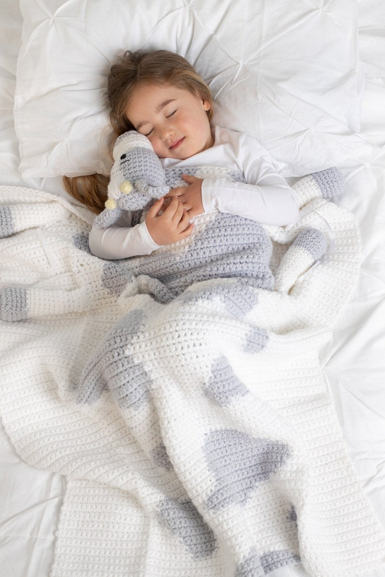 ORIGINAL Folding Cow Baby Blanket Crochet Pattern | Cuddle and Play Cow Blanket Toy Crochet Pattern | Baby, Child and Adult Size Blanket SVG18 CRO1910