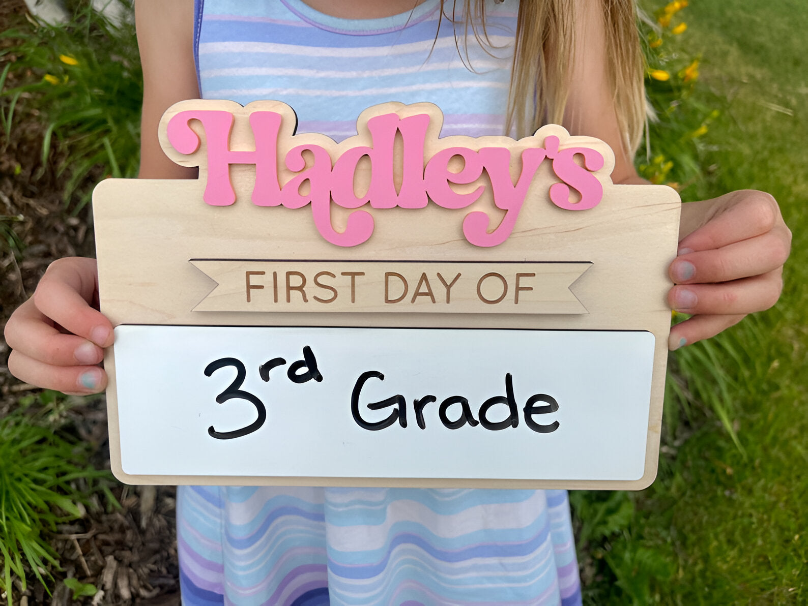 Personalized First and Last Day of School Sign, Reusable First Day Sign, Preschool Kindergarten First Day Photo Prop, Back to School Sign Scsign