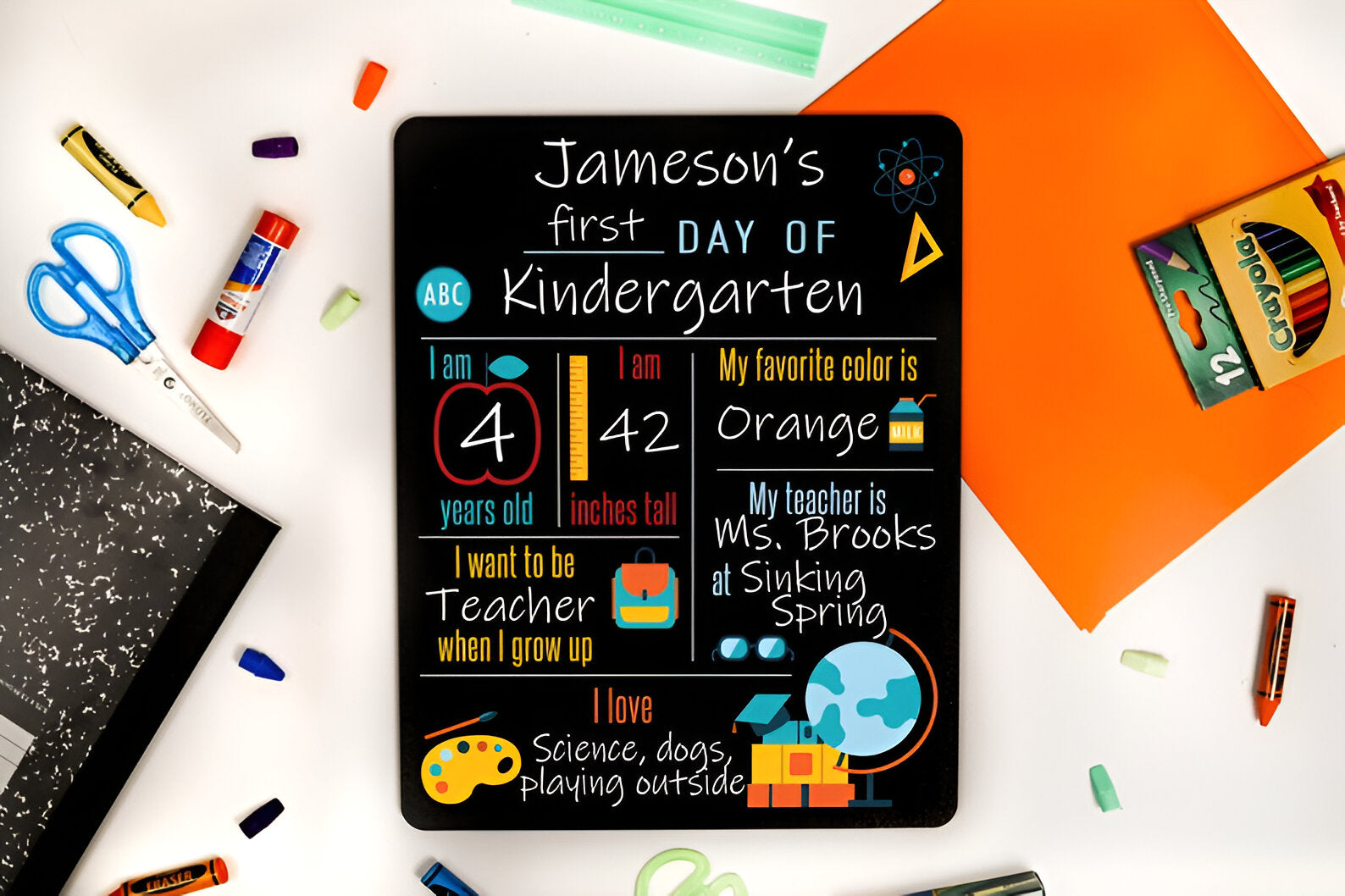 First Day of School Sign, Last Day of School Sign, Back to School Chalkboard, Kindergarten Sign, Personalized Sign, Dry Erase Board Scsign1