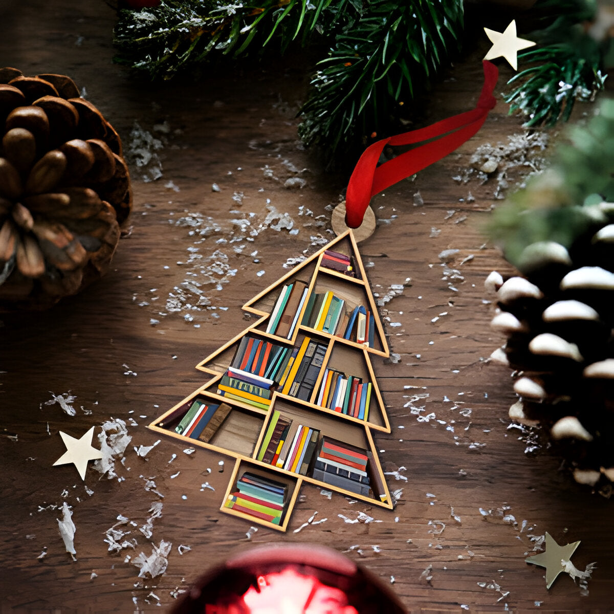 Personalized Christmas Book Tree Name Ornament, Custom Bookish Ornament, Book Lover Gift, Bookworm Gifts, Book Club Ornament, Librarian Gift ORN2709