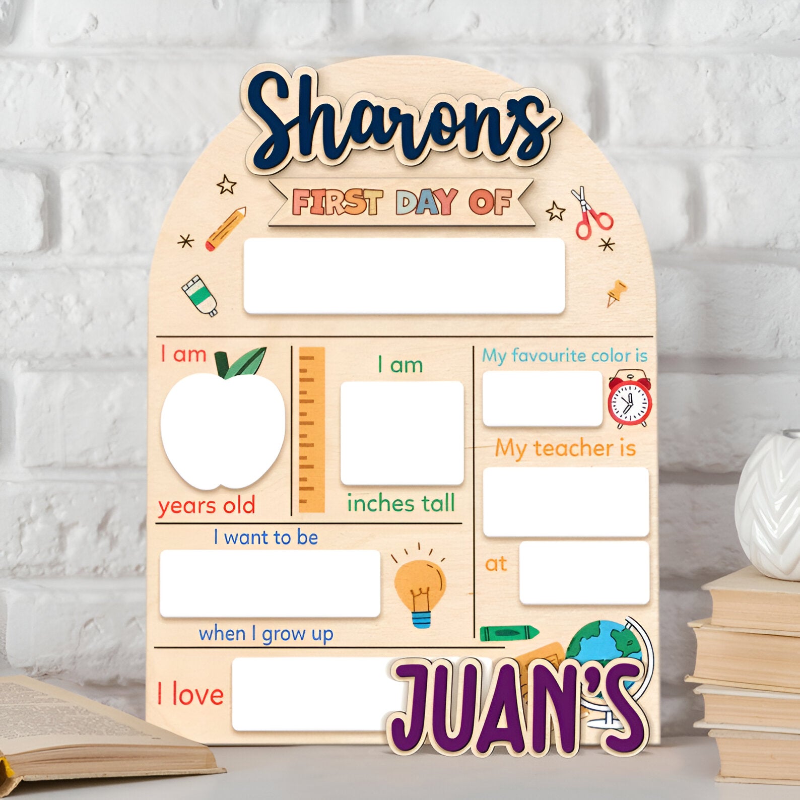 First & Last Day of School Interchangeable Sign, Custom First Day At School Sign, Personalized Wooden School Board Gift for Student, Scsign