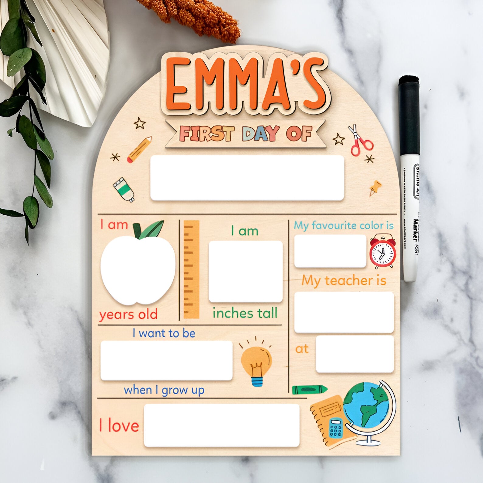 First & Last Day of School Interchangeable Sign, Custom First Day At School Sign, Personalized Wooden School Board Gift for Student, Scsign