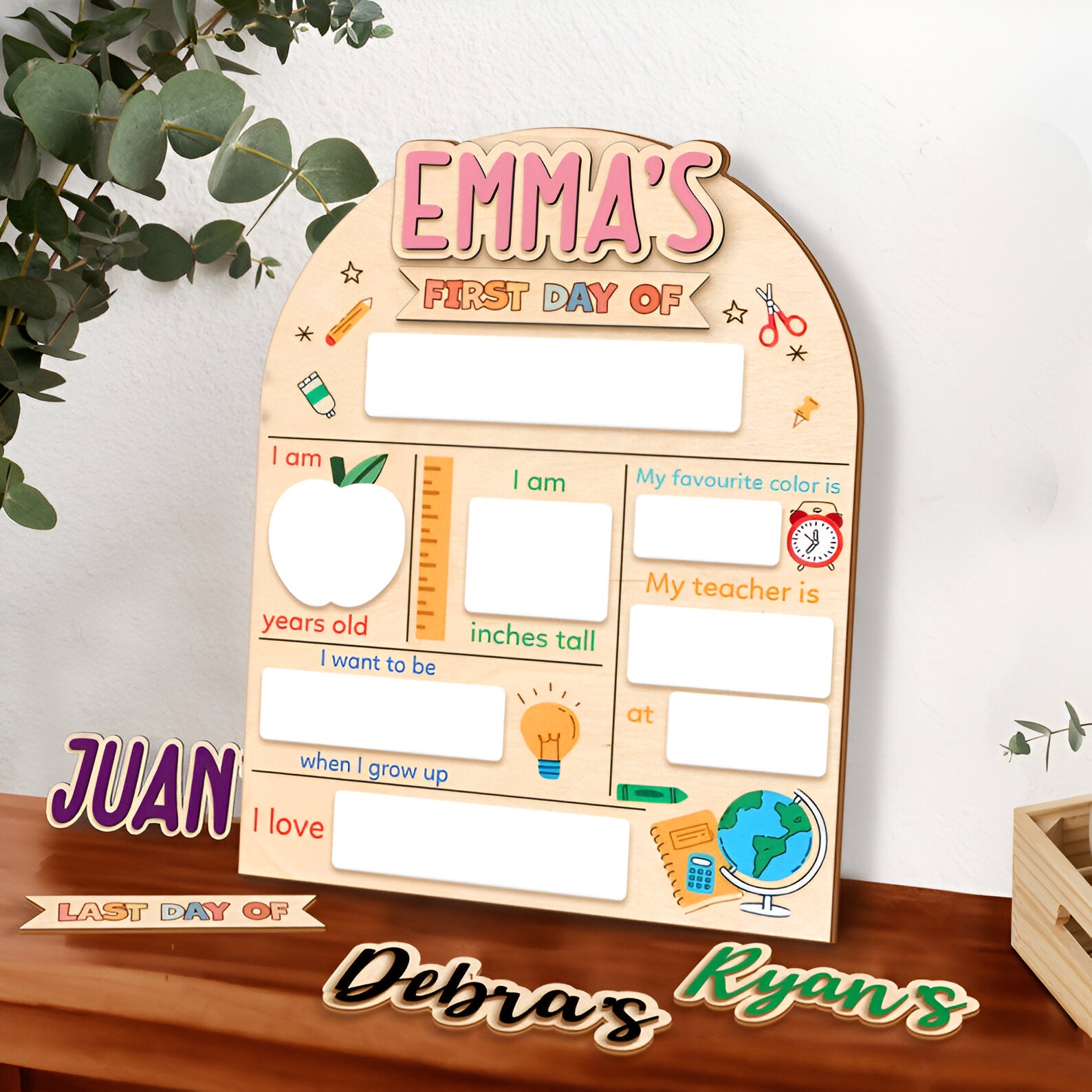 First & Last Day of School Interchangeable Sign, Custom First Day At School Sign, Personalized Wooden School Board Gift for Student, Scsign