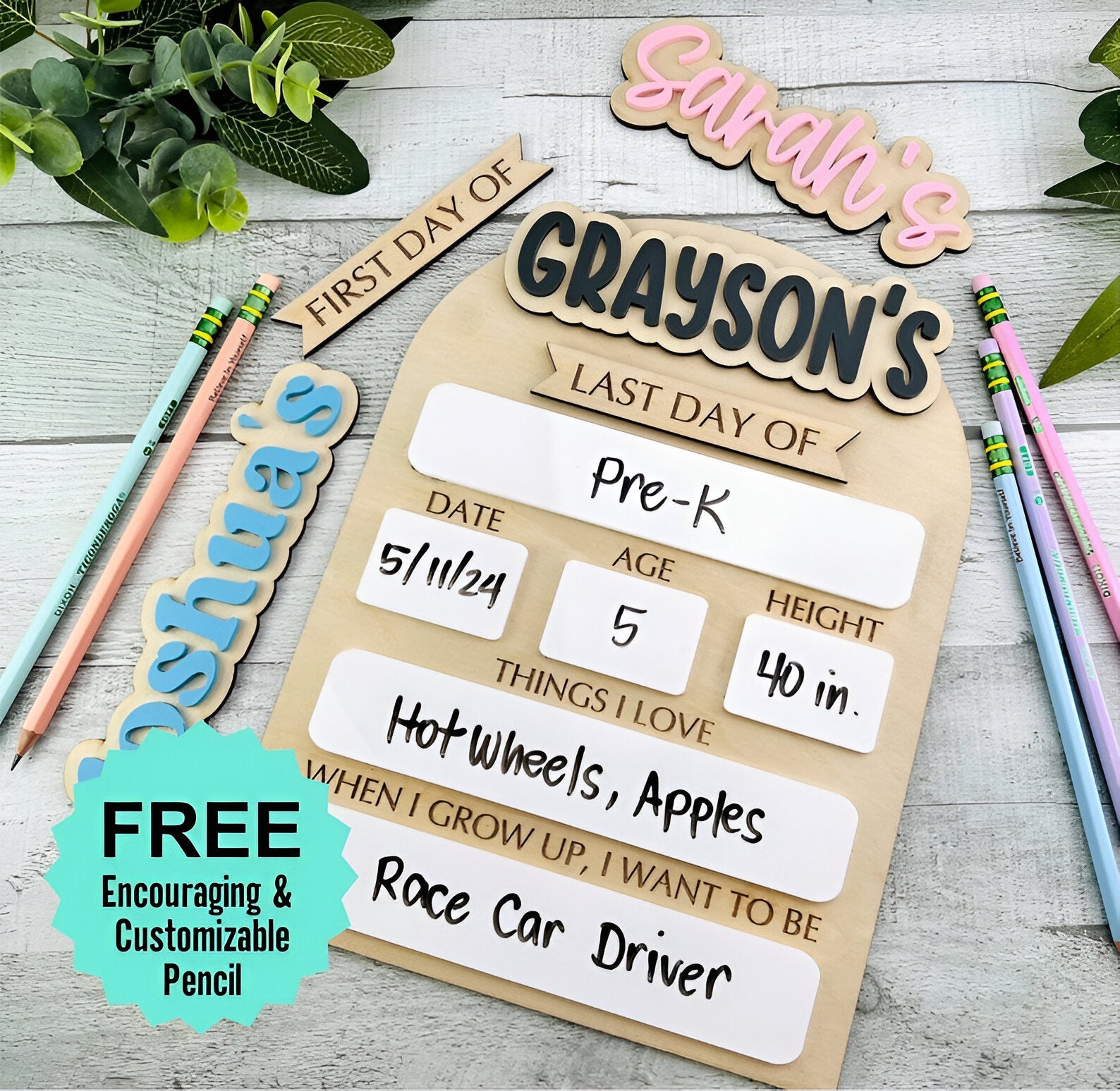 First Day of School Sign, Personalized Back to School Sign, Homeschool, Custom Reusable School Sign, Back to School Photo Prop, Last Day of scsign1
