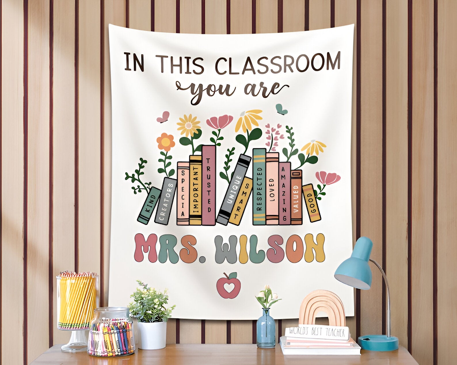 Teacher Back To School Tapestry, Classroom Decor, Custom In This Classroom Banner, First Day Of School Banner, Classroom Gift For Teacher tapes