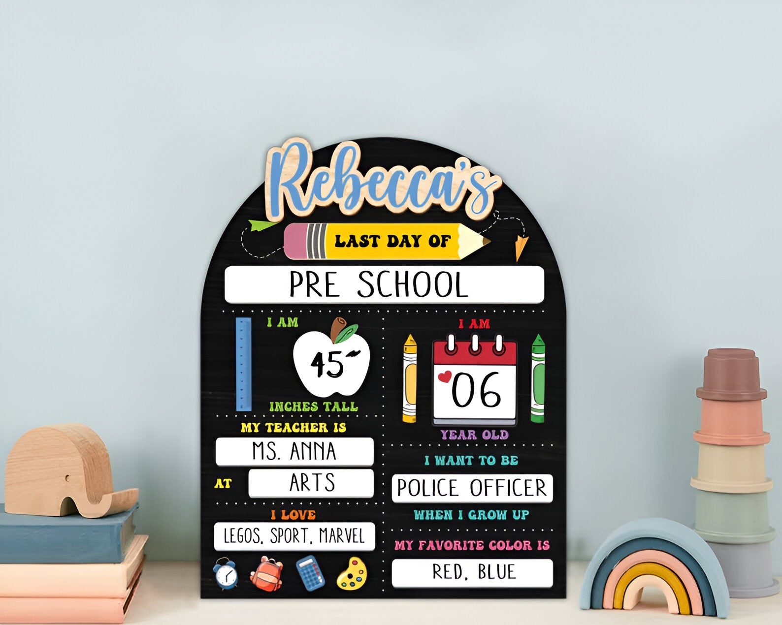 First & Last Day of School Interchangeable Sign, Custom First Day At School Sign, Personalized Wooden, Gift for Student, Gifts Son, Daughter scsign1