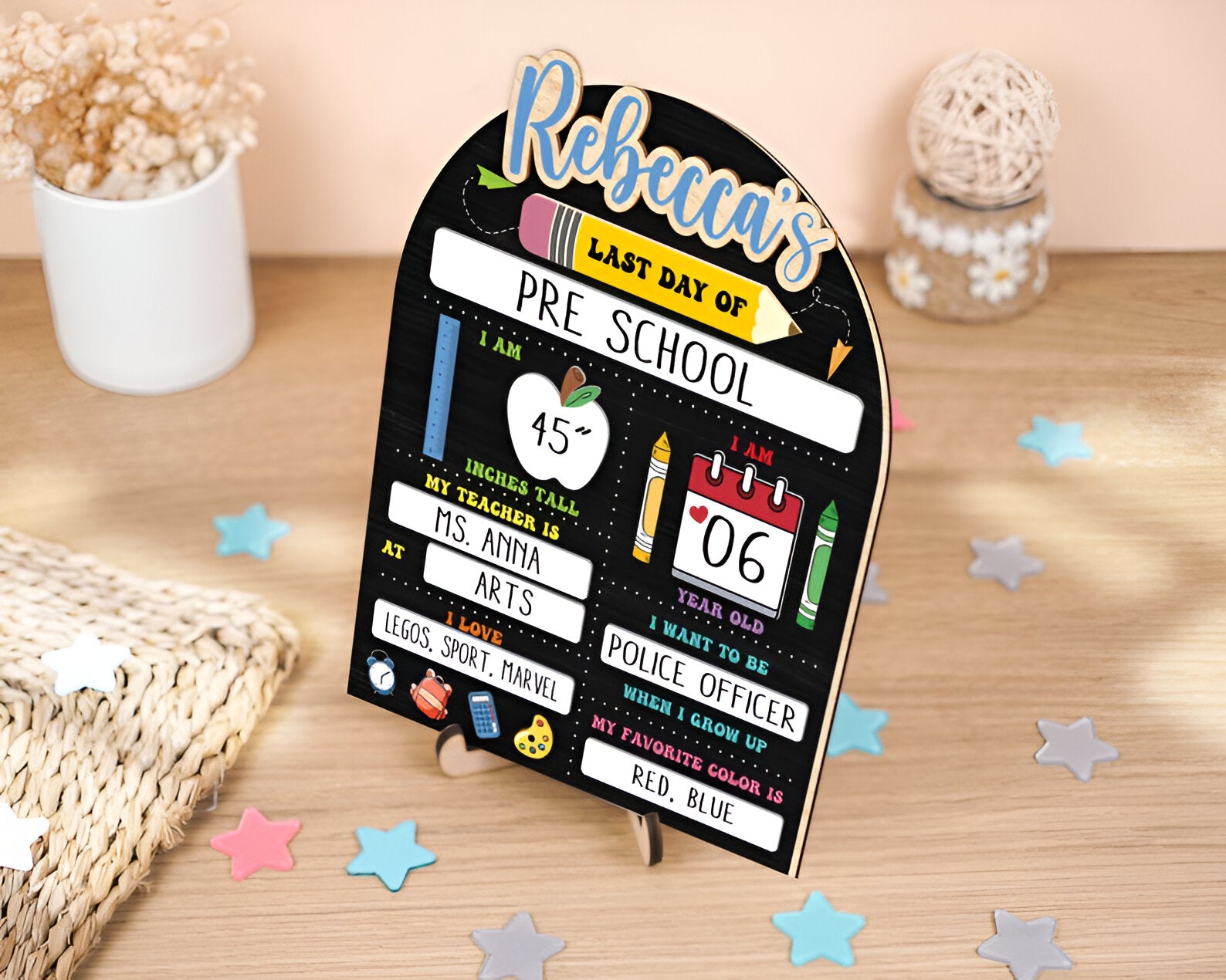 First & Last Day of School Interchangeable Sign, Custom First Day At School Sign, Personalized Wooden, Gift for Student, Gifts Son, Daughter scsign1