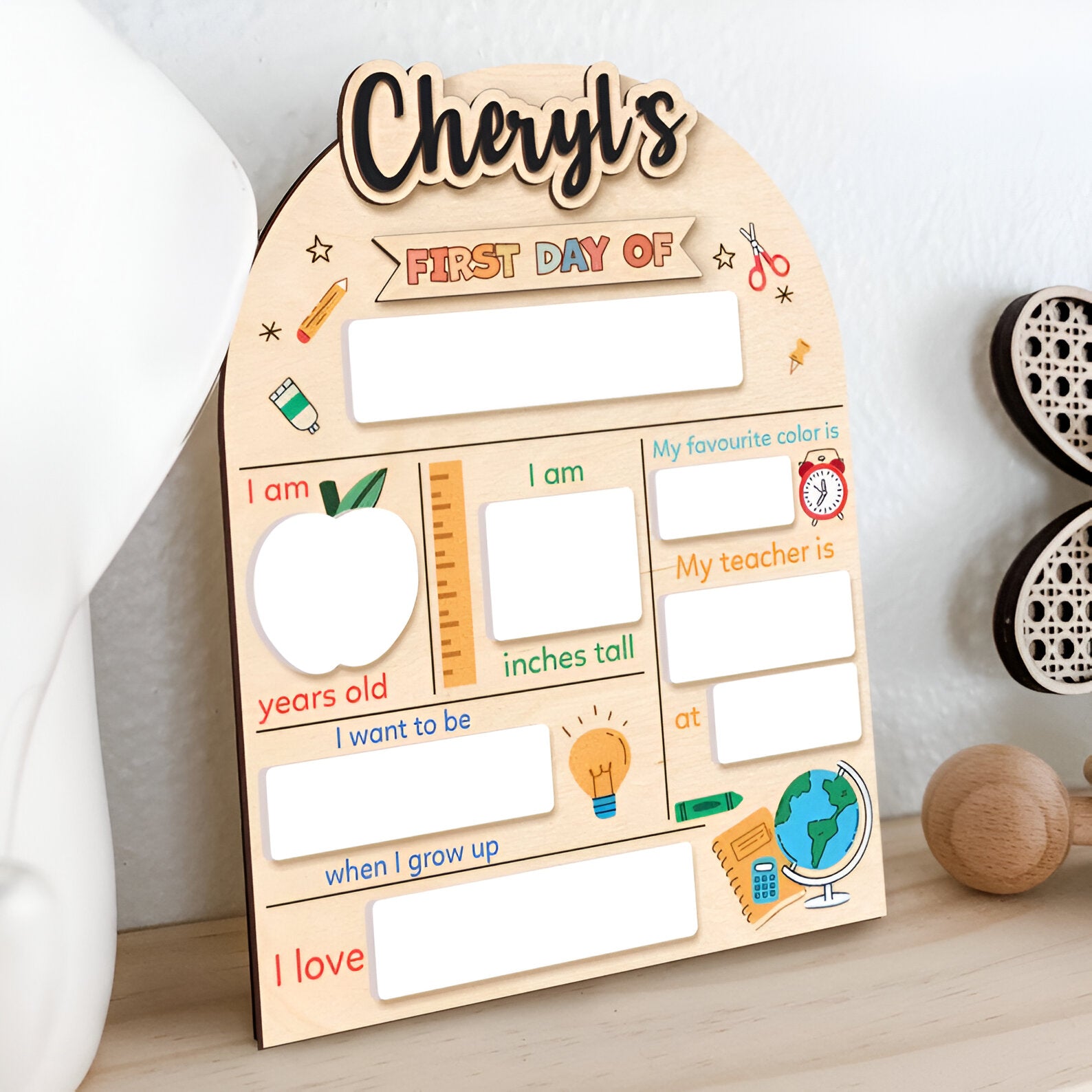 First & Last Day of School Interchangeable Sign, Custom First Day At School Sign, Personalized Wooden School Board Gift for Student, Scsign