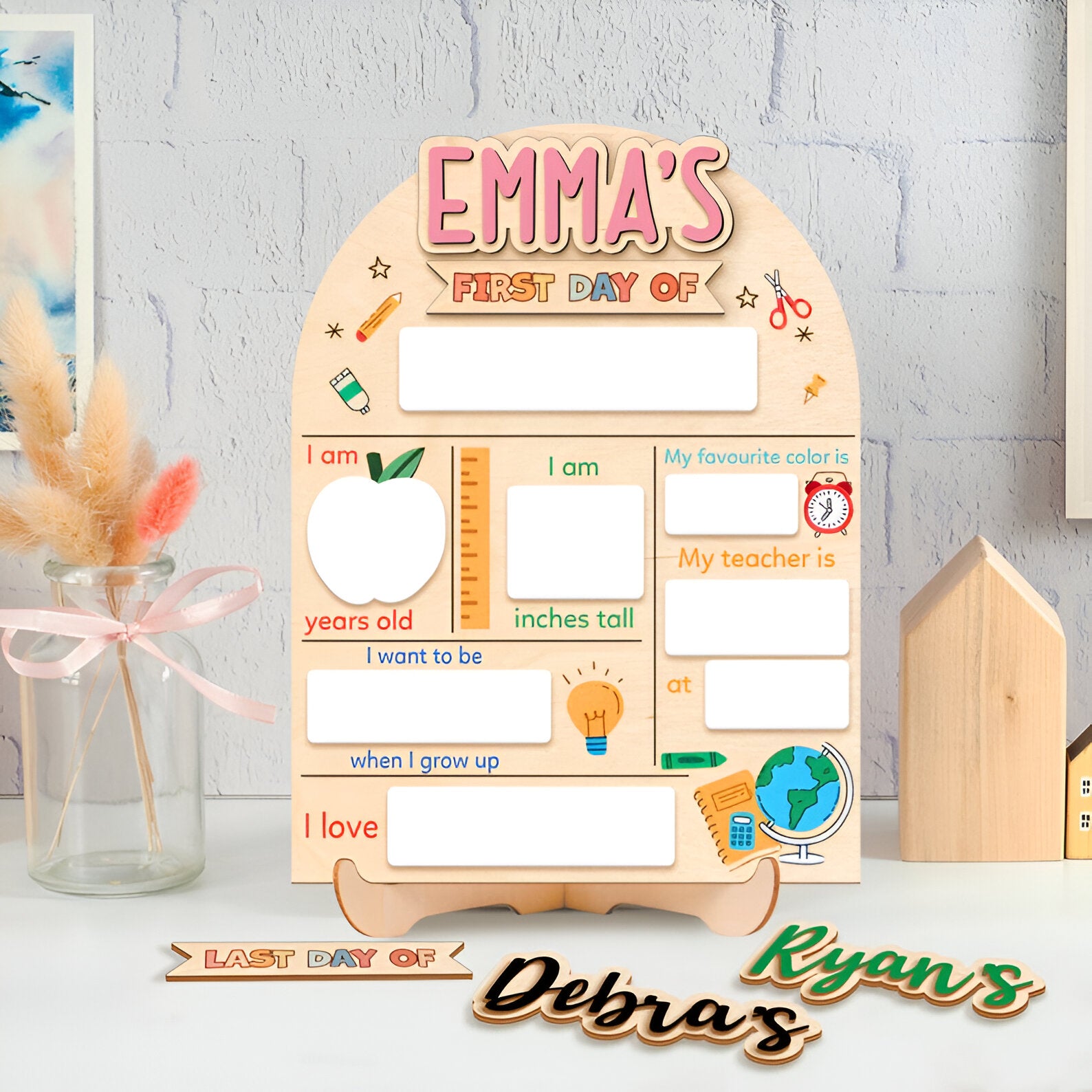 First & Last Day of School Interchangeable Sign, Custom First Day At School Sign, Personalized Wooden School Board Gift for Student, Scsign