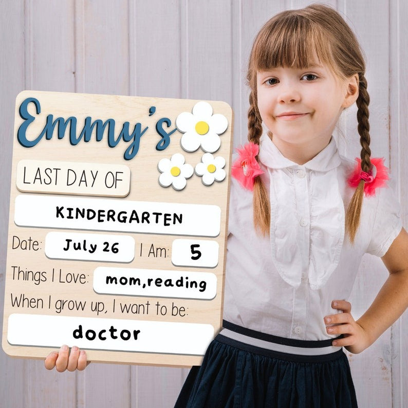 Personalized First Day of School Sign, Back to School, Custom Last Day of School Sign, Wooden Sign, Kids School Sign, Wood Acrylic Sign SC0308 04