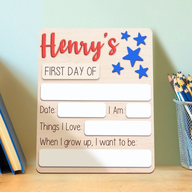 Personalized First Day of School Sign, Back to School, Custom Last Day of School Sign, Wooden Sign, Kids School Sign, Wood Acrylic Sign SC0308 04