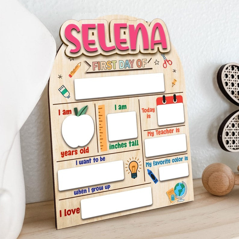 First & Last Day of School Interchangeable Sign, Custom School Board Gift for Students, Custom First Day Of School Sign, Back To School Gift SC0308 01