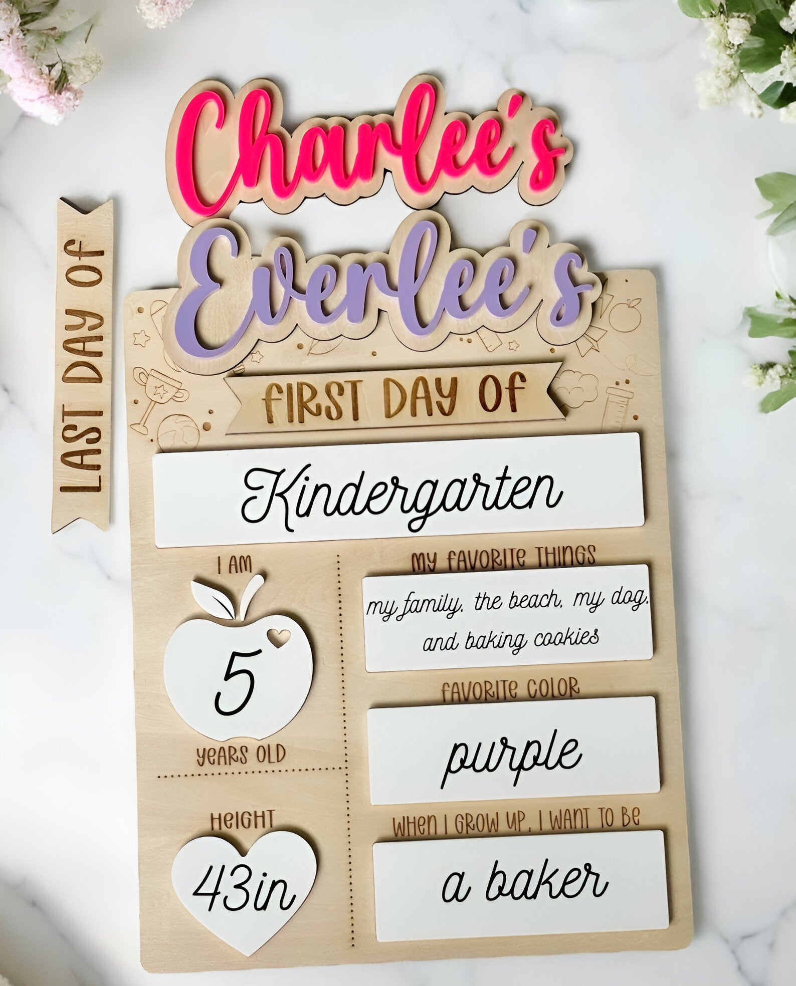First & Last Day of School Interchangeable Sign _ Personalized First Day Sign Board _ Back to School Sign _ Dry Erase Custom First Day Sign scsign1