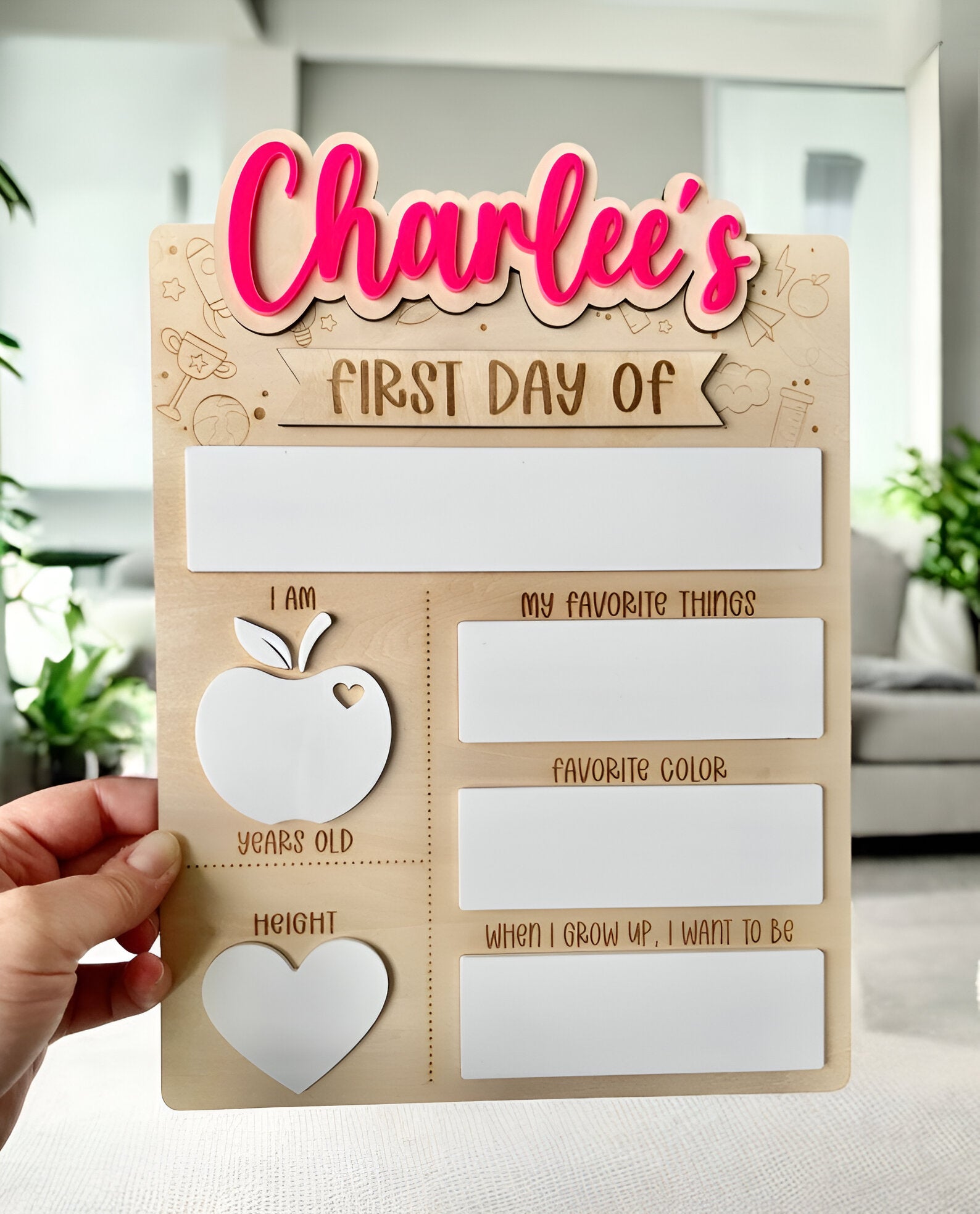 First & Last Day of School Interchangeable Sign _ Personalized First Day Sign Board _ Back to School Sign _ Dry Erase Custom First Day Sign scsign1