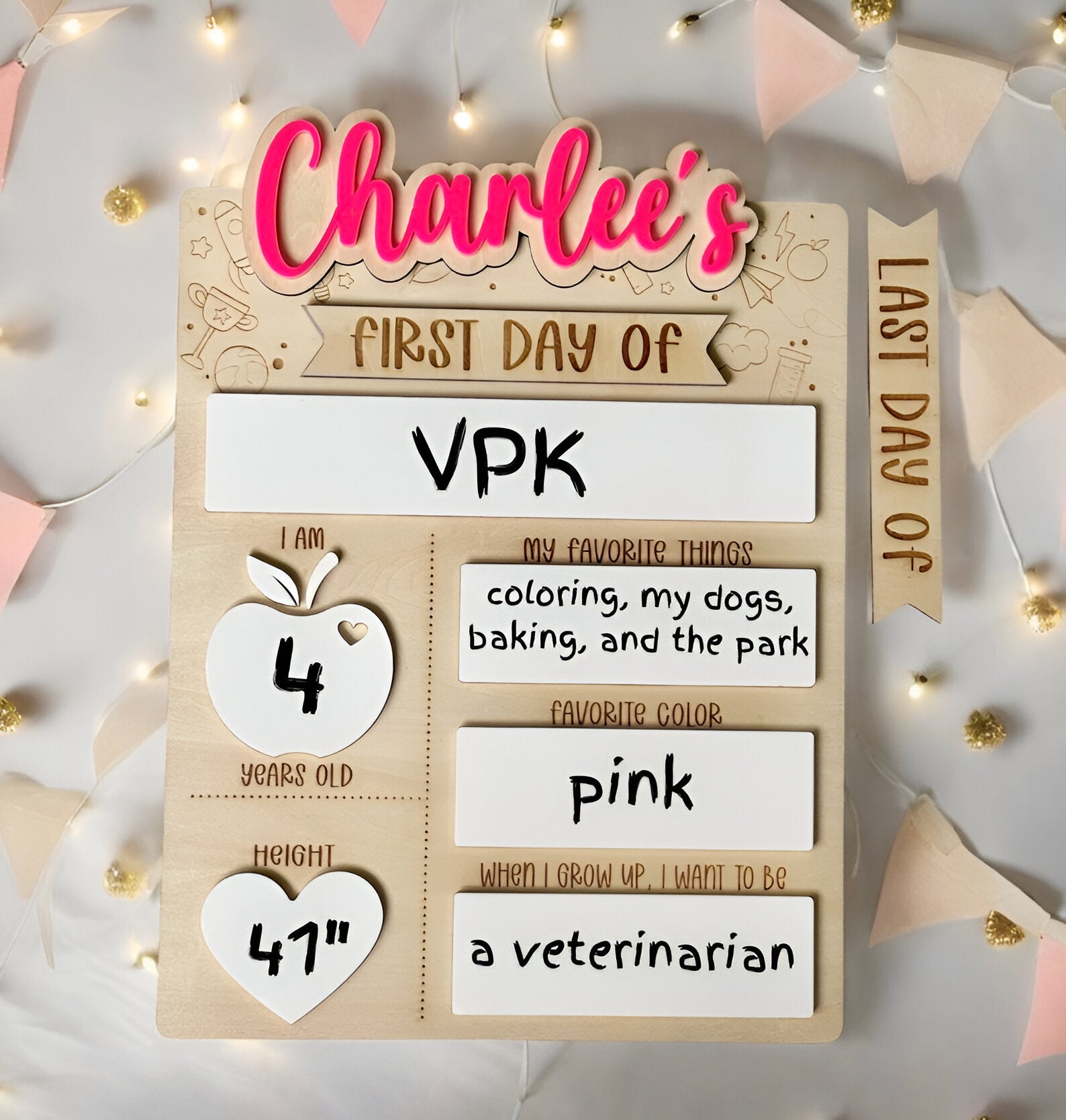 First & Last Day of School Interchangeable Sign _ Personalized First Day Sign Board _ Back to School Sign _ Dry Erase Custom First Day Sign scsign1