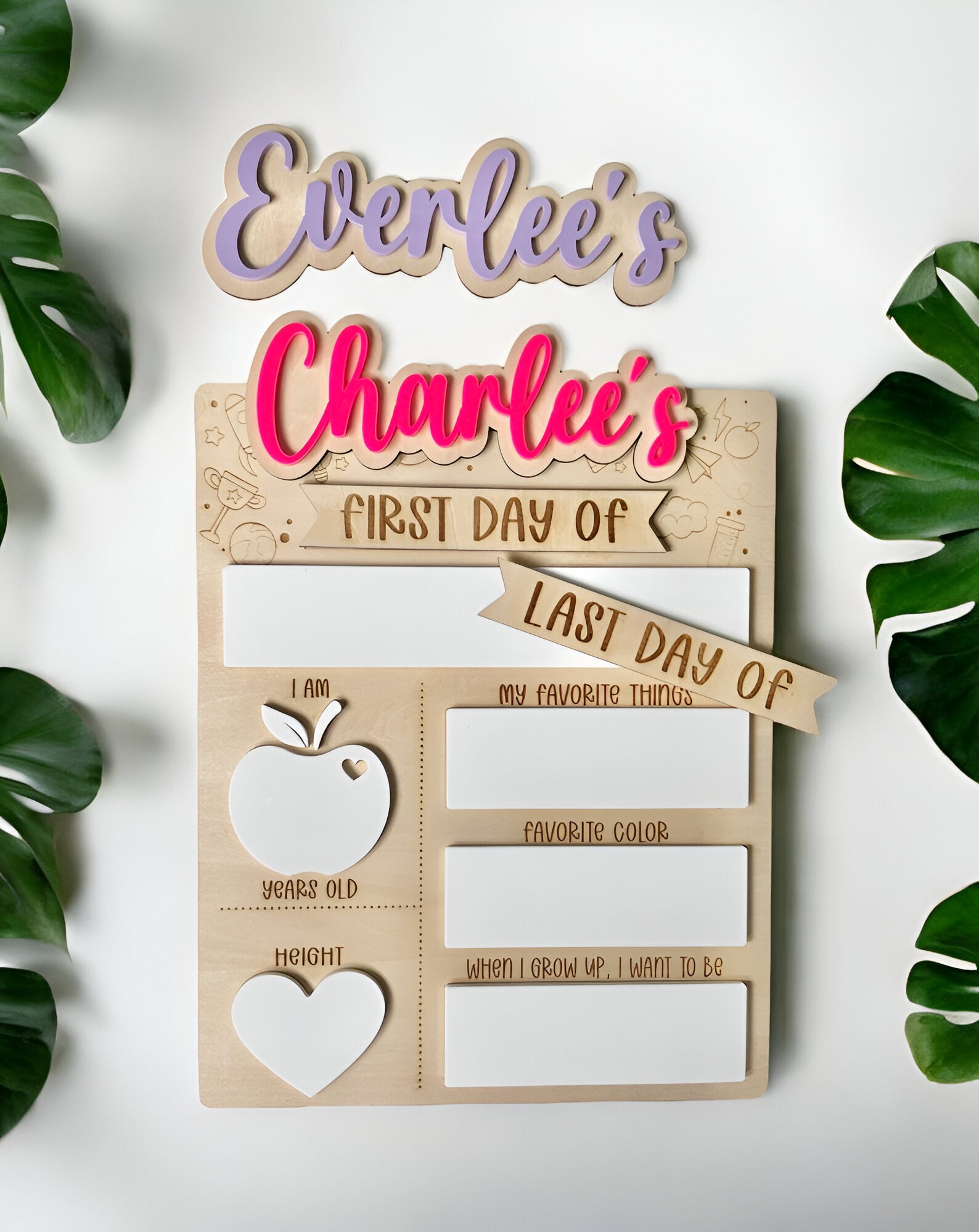 First & Last Day of School Interchangeable Sign _ Personalized First Day Sign Board _ Back to School Sign _ Dry Erase Custom First Day Sign scsign1