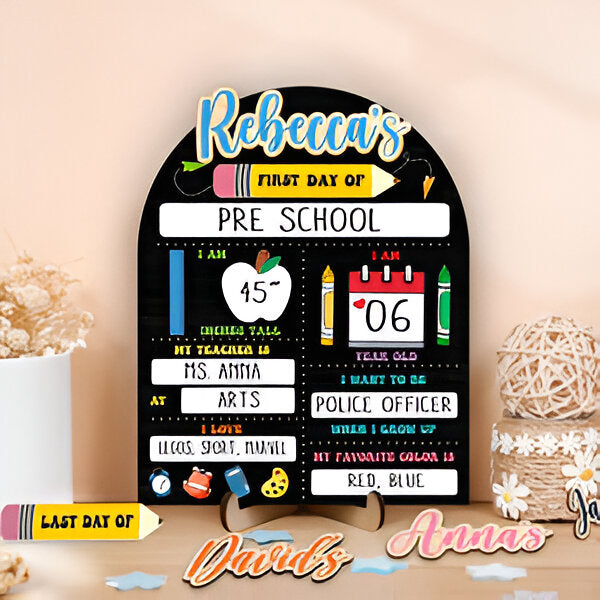 First & Last Day of School Interchangeable Sign, Custom First Day At School Sign, Personalized Wooden, Gift for Student, Gifts Son, Daughter Scsign