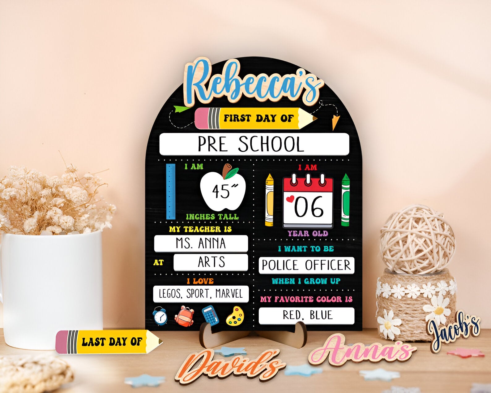 First & Last Day of School Interchangeable Sign, Custom First Day At School Sign, Personalized Wooden, Gift for Student, Gifts Son, Daughter scsign1