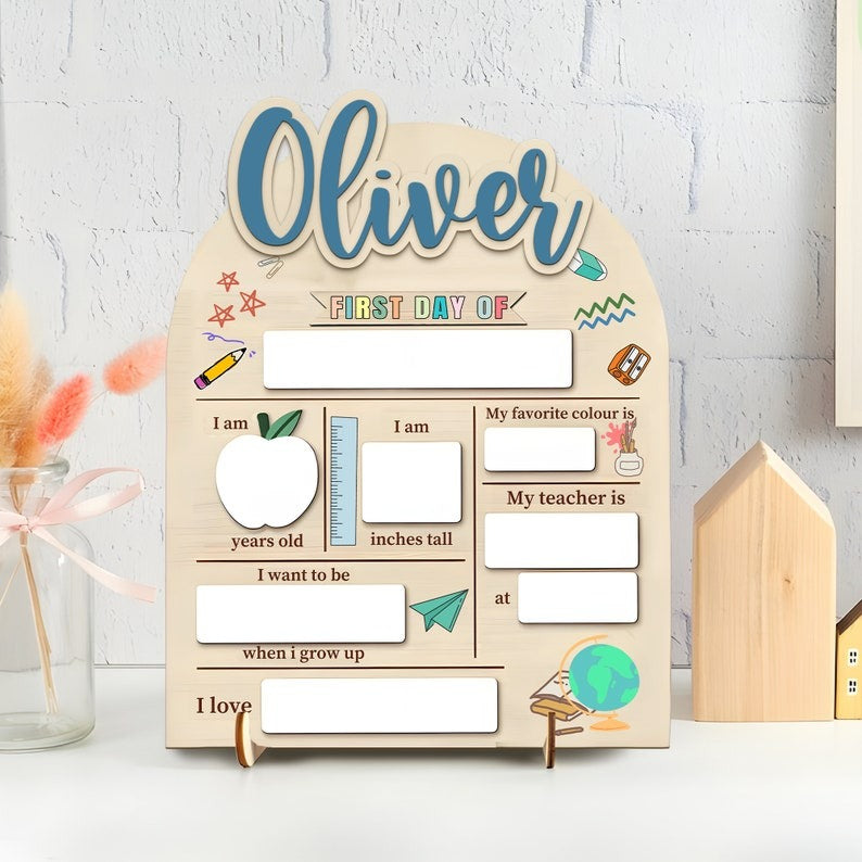 First & Last Day of School Interchangeable Sign, Personalized First Day At Back to School Sign, Custom Wooden School Board Gift for Student SC0308 08