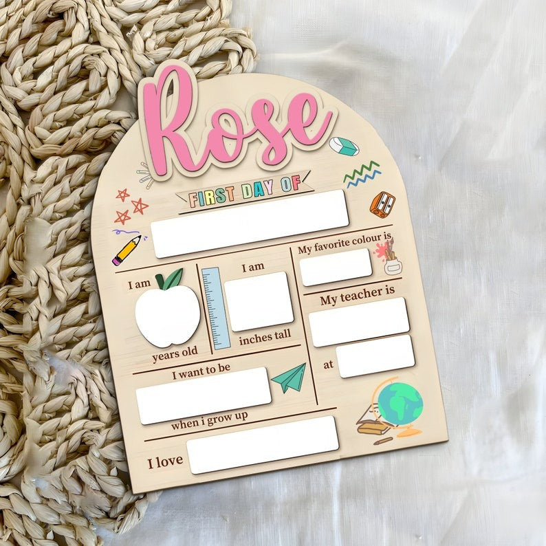 First & Last Day of School Interchangeable Sign, Personalized First Day At Back to School Sign, Custom Wooden School Board Gift for Student SC0308 08