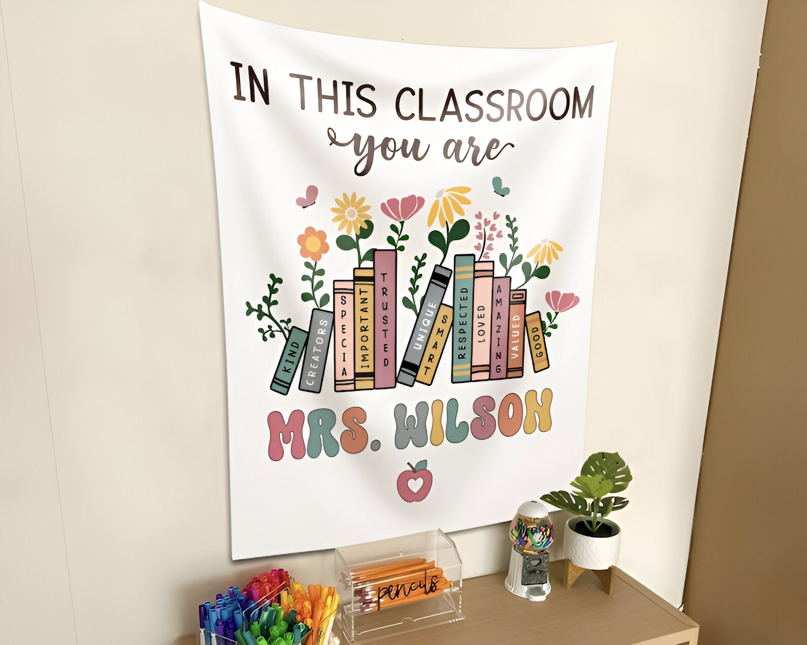 Teacher Back To School Tapestry, Classroom Decor, Custom In This Classroom Banner, First Day Of School Banner, Classroom Gift For Teacher tapes