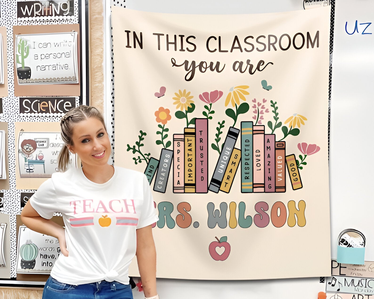 Teacher Back To School Tapestry, Classroom Decor, Custom In This Classroom Banner, First Day Of School Banner, Classroom Gift For Teacher tapes