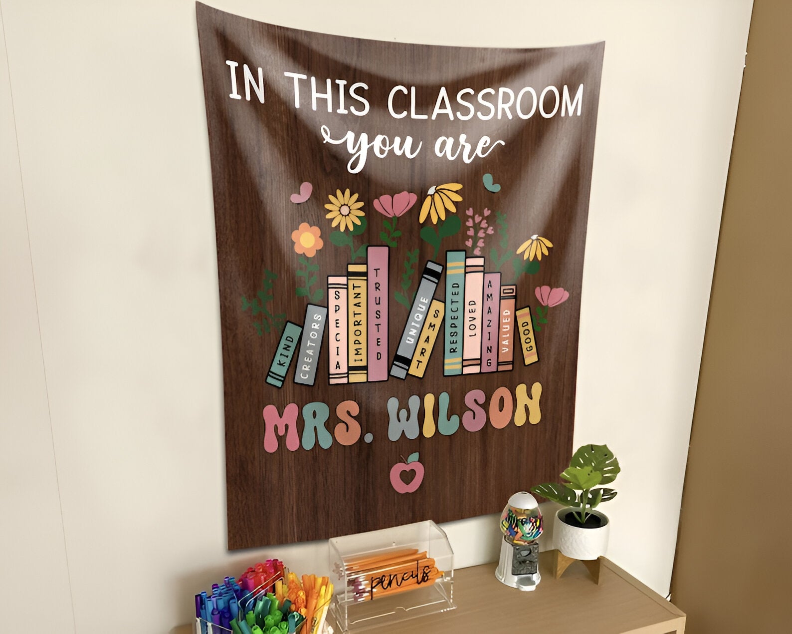 Teacher Back To School Tapestry, Classroom Decor, Custom In This Classroom Banner, First Day Of School Banner, Classroom Gift For Teacher tapes