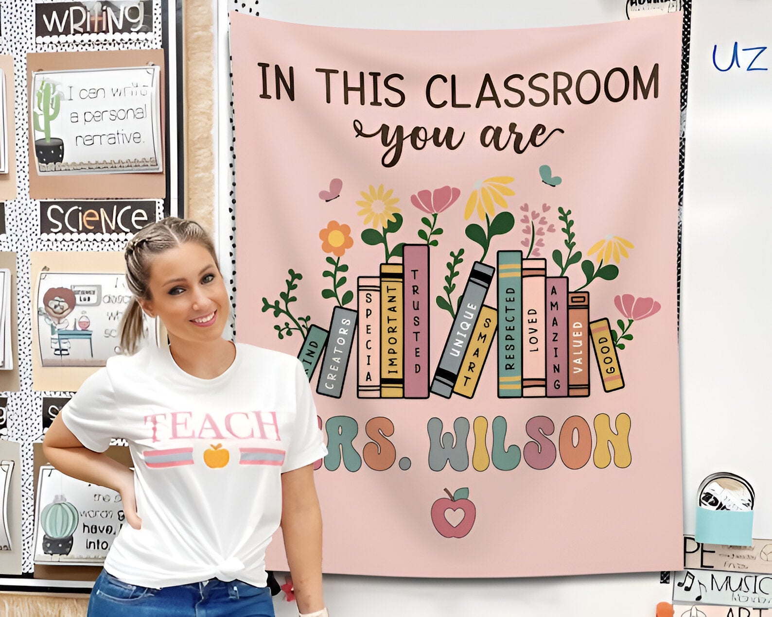 Teacher Back To School Tapestry, Classroom Decor, Custom In This Classroom Banner, First Day Of School Banner, Classroom Gift For Teacher tapes