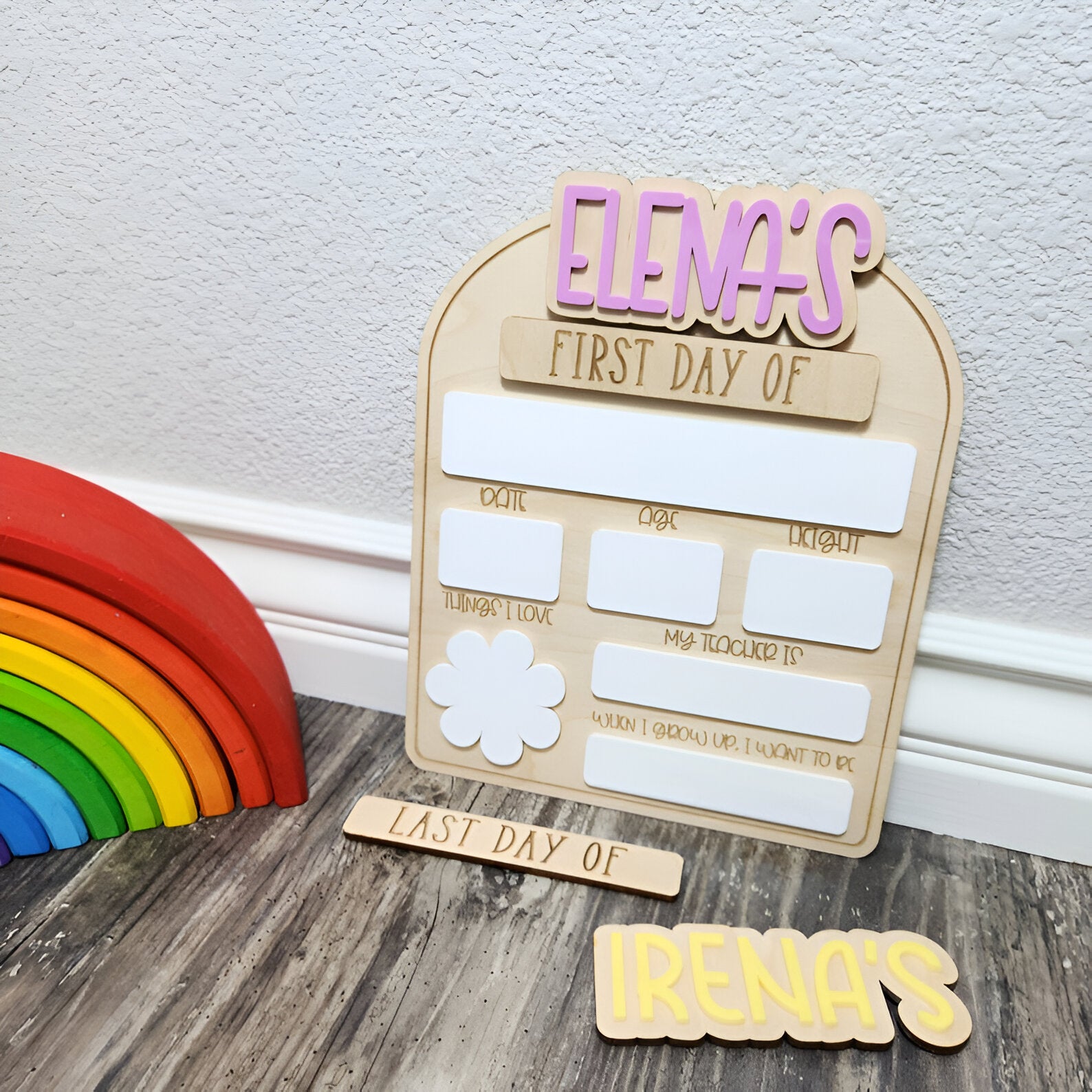 Personalized Back to School Sign  Customized Last Day of School Sign  First Day of School Sign  Changeable Names  Kids Wood Acrylic Sign scsign1