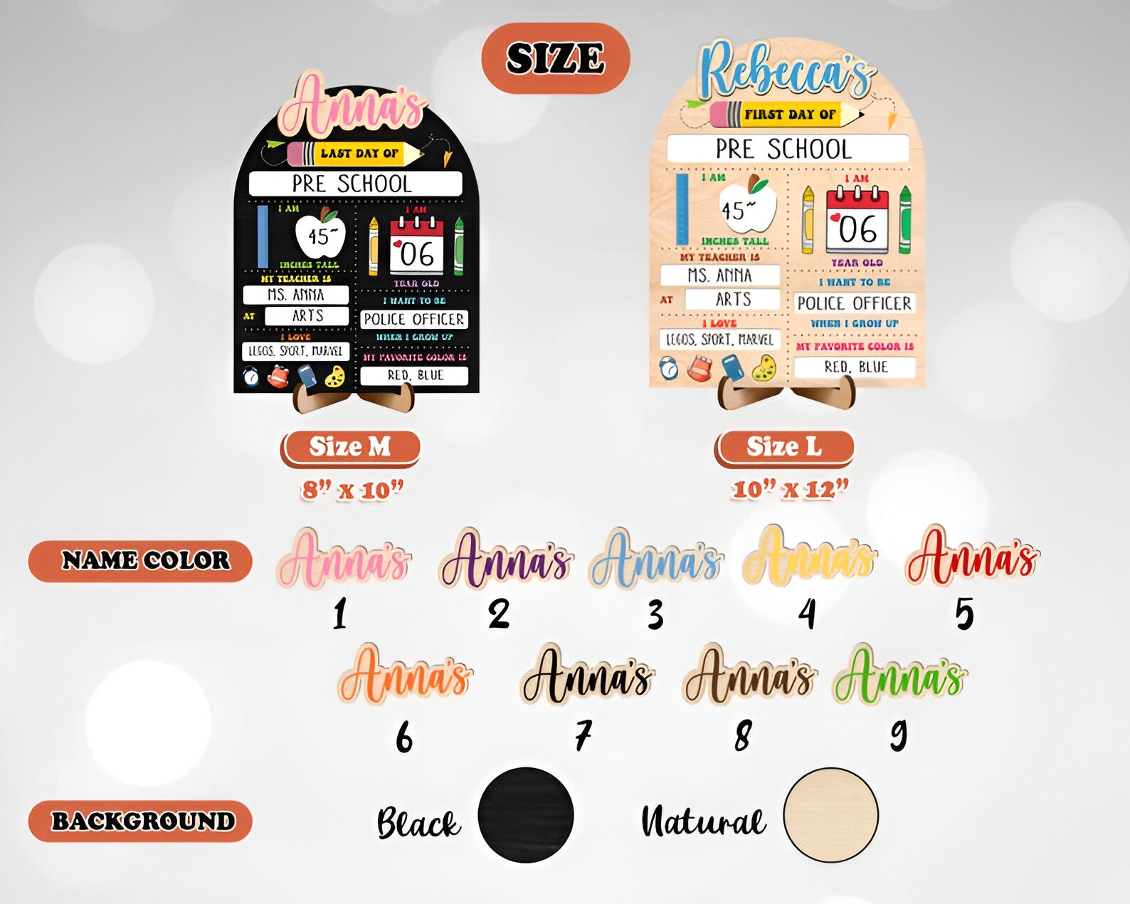 First & Last Day of School Interchangeable Sign, Custom First Day At School Sign, Personalized Wooden, Gift for Student, Gifts Son, Daughter Scsign