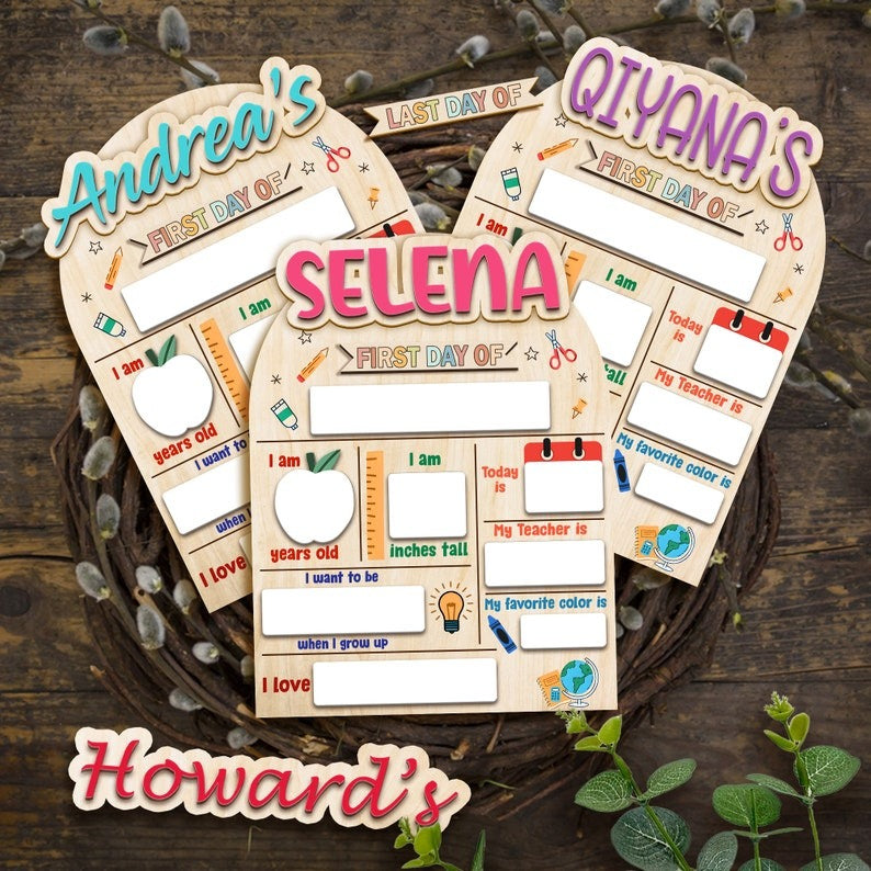First & Last Day of School Interchangeable Sign, Custom School Board Gift for Students, Custom First Day Of School Sign, Back To School Gift SC0308 01