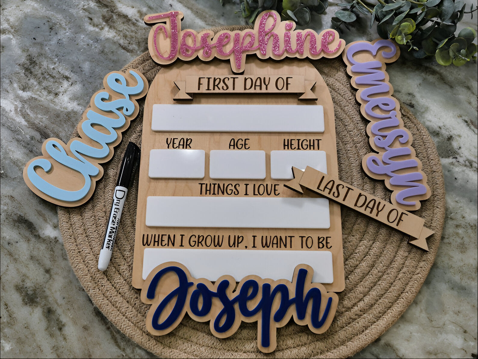 First and Last Day of School Interchangeable Wood Sign Personalized Home School Kids Education Great Gift Reusable School Sign Height scsign1